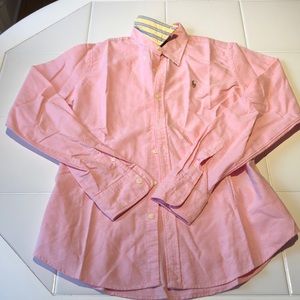 Pink Ralph Lauren Button Down with Striped Collar